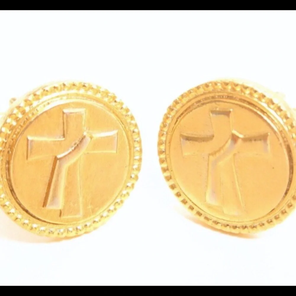 Vintage Christian Cross Design Gold‎ Cufflinks